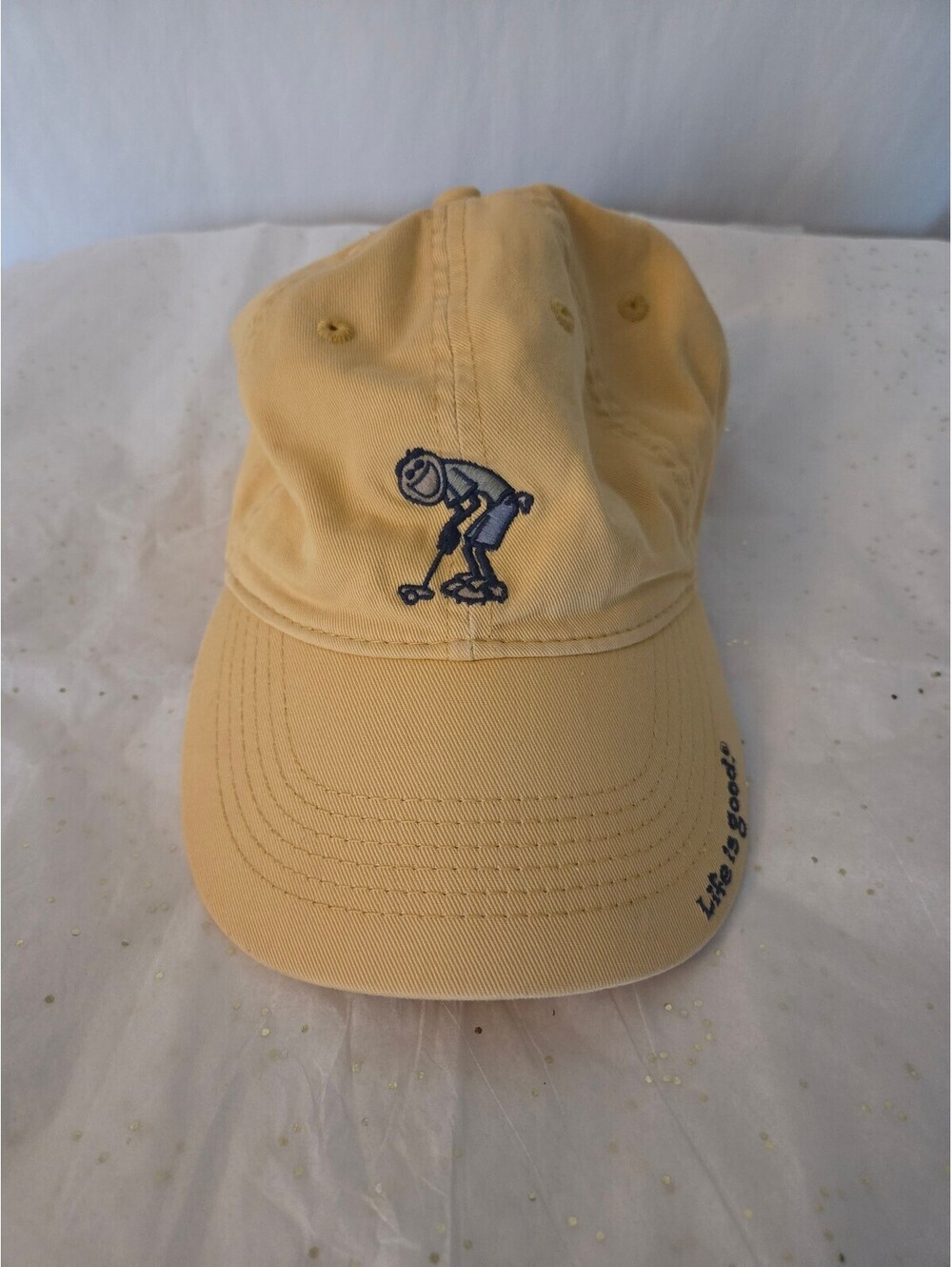 Life is Good Golfer Yellow 100% Cotton Adjustable Baseball Cap Hat